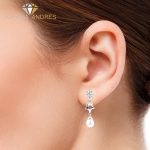 pendientes de oro blanco estrellas circonita y perlas