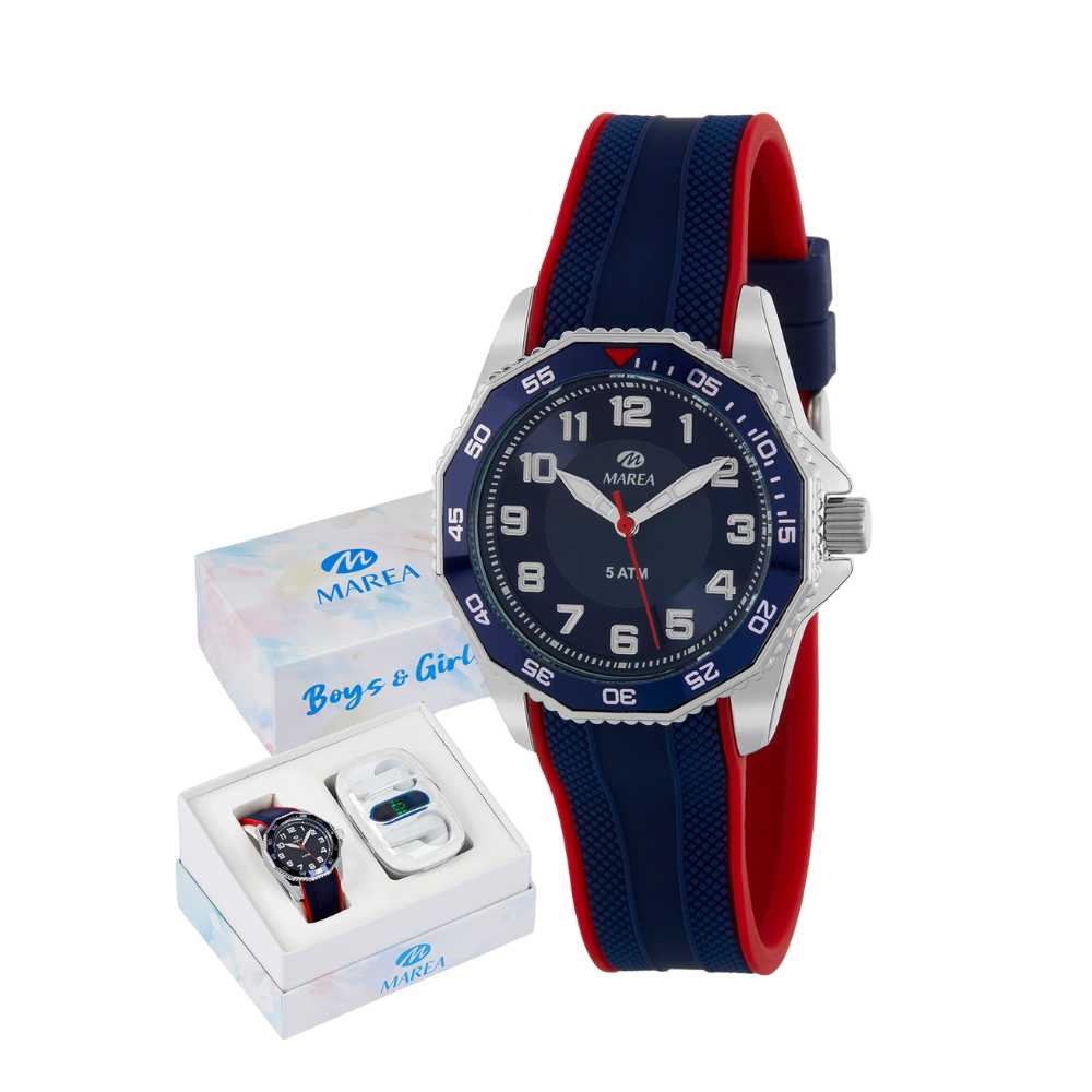 Reloj azúl con rojo set para comunión