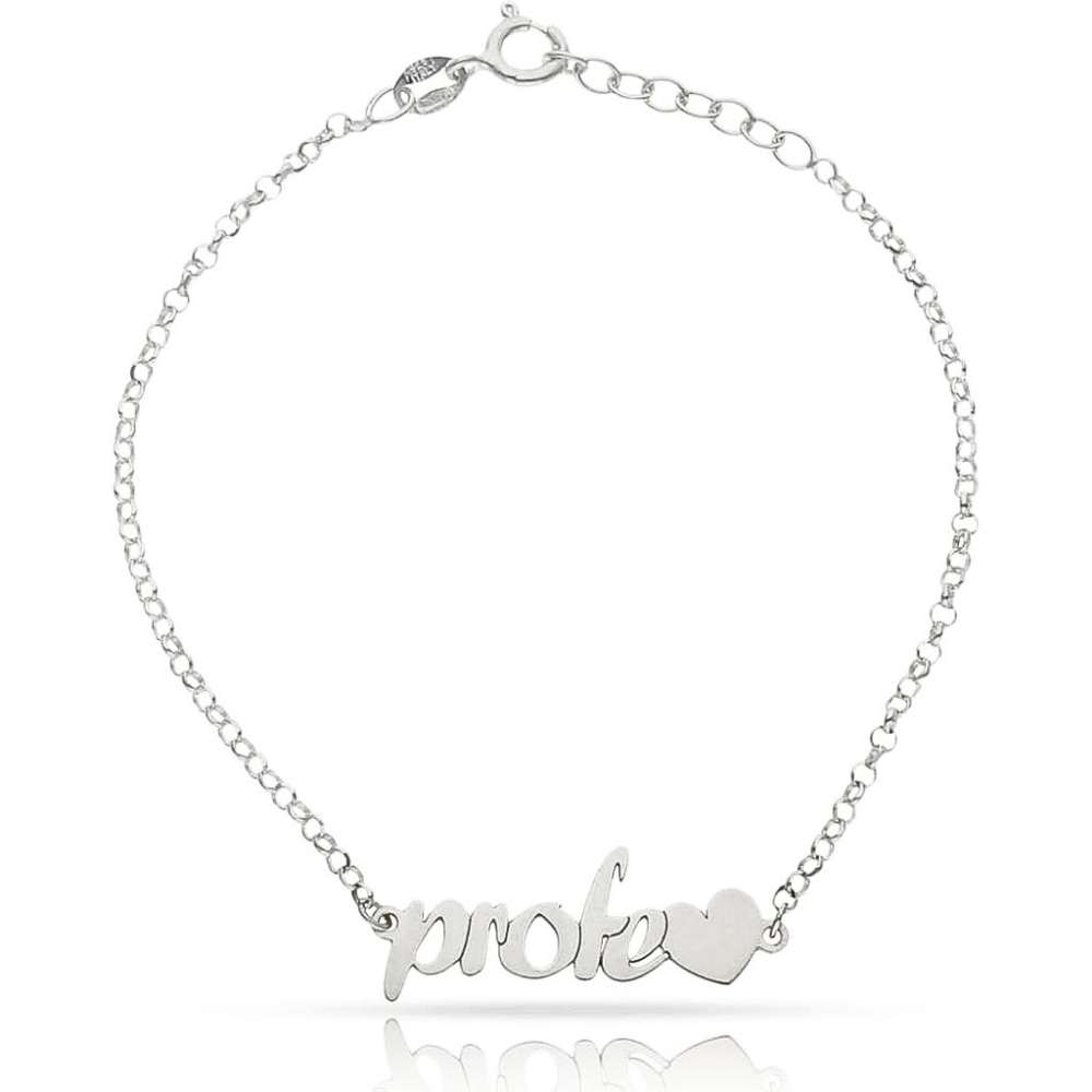 Pulsera de plata para profe con corazón.