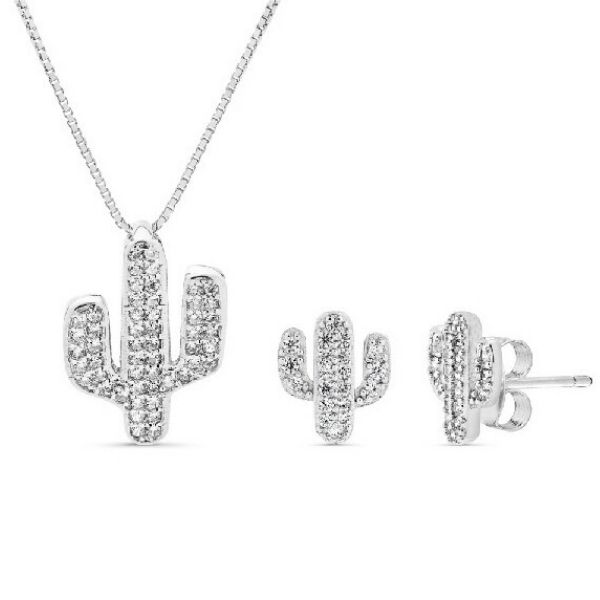 Conjunto de plata con colgante y pendientes con