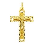 cruz con cristo tallada oro 35x22mm