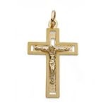 cruz con cristo tallado oro 35x22mm