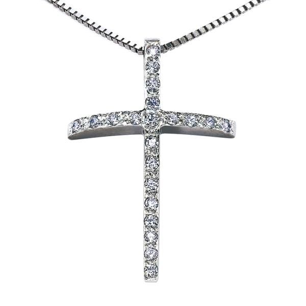 cruz de oro blanco con diamantes 3515