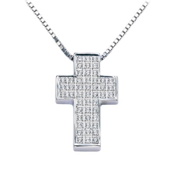 cruz de oro blanco diamantes 3506