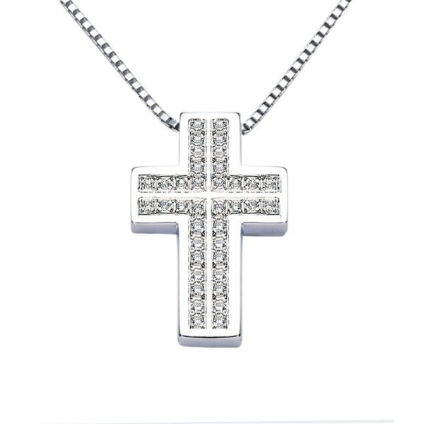cruz de oro blanco y diamantes 3505