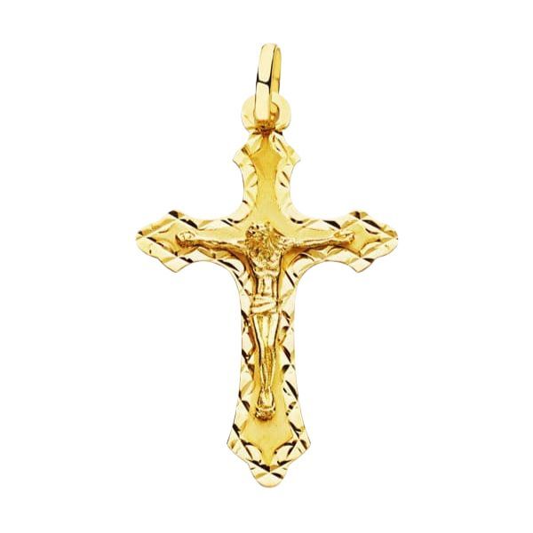 cruz oro con cristo tallada