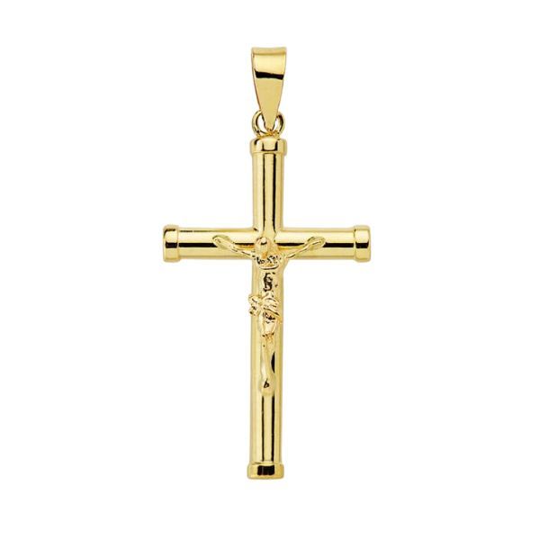 cruz oro con cristo tubo