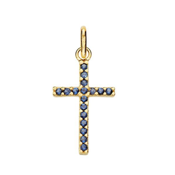 cruz oro piedras azules