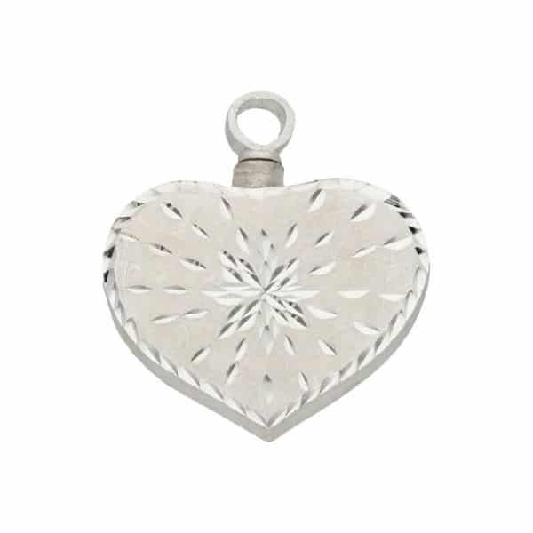 Guardacenizas de plata en forma de corazón tallado a mano de forma artesanal