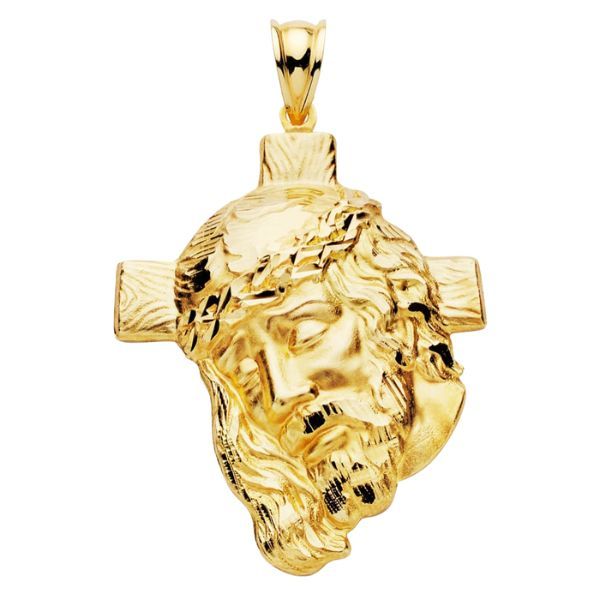 medalla cabeza cristo con cruz tallada