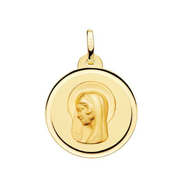 medalla oro amarillo virgen nina bisel 20mm