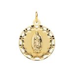 medalla oro virgen de guadalupe cerco caldo y tallado 18mm