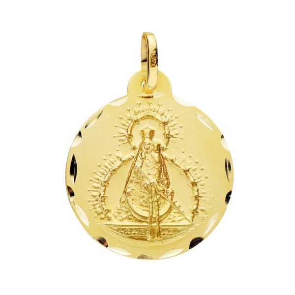 medalla oro virgen de la cabeza tallada 22mm