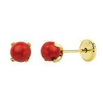 pendientes coral oro 4mm