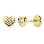 pendientes corazon circonitas oro