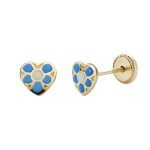 pendientes oro amarillo corazon azul