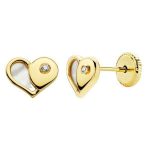 pendientes oro amarillo corazon nacar