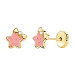 pendientes oro amarillo estrella esmalte