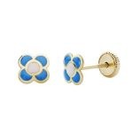 pendientes oro amarillo flor azul