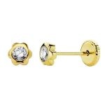 pendientes oro amarillo flor circonita