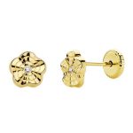 pendientes oro amarillo flor ondas