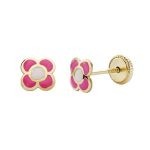 pendientes oro amarillo flor rosa