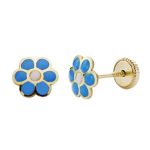 pendientes oro amarillo margarita azul