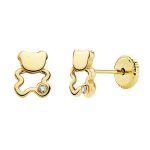 pendientes oro amarillo oso nacar