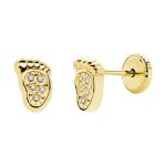 pendientes oro amarillo pie bebe