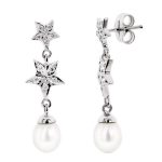 pendientes oro blanco estrellas perlas