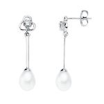 pendientes oro blanco perla blanca