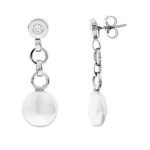 pendientes oro blanco perla y chaton circonitas