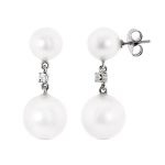 pendientes oro blanco perlas redondas