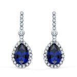 pendientes oro blanco piedras azul