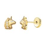 pendientes oro unicornios brillo circonitas