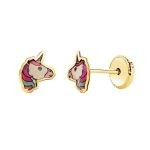 pendientes oro unicornios esmalte