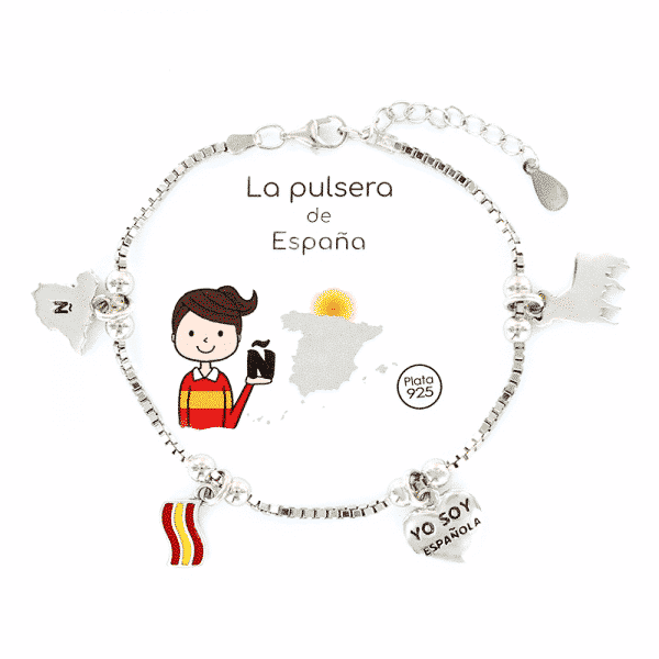 Pulsera de plata con bandera de españa