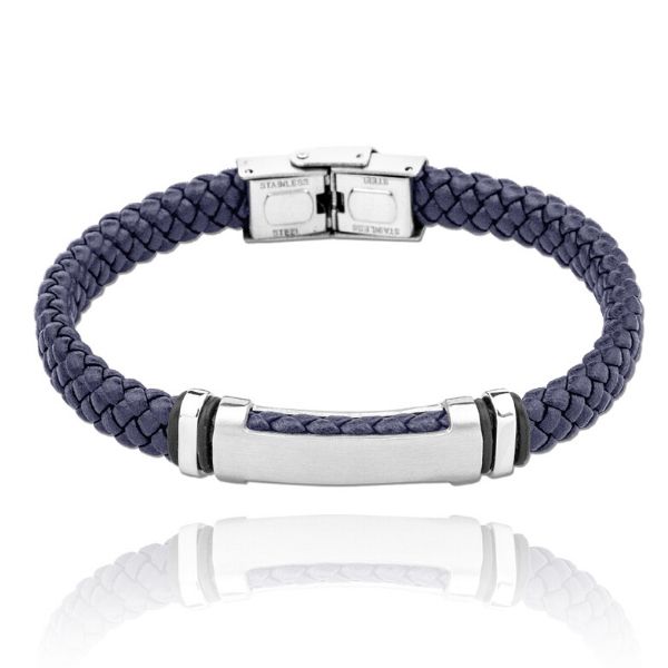 Pulsera de hombre acero y piel